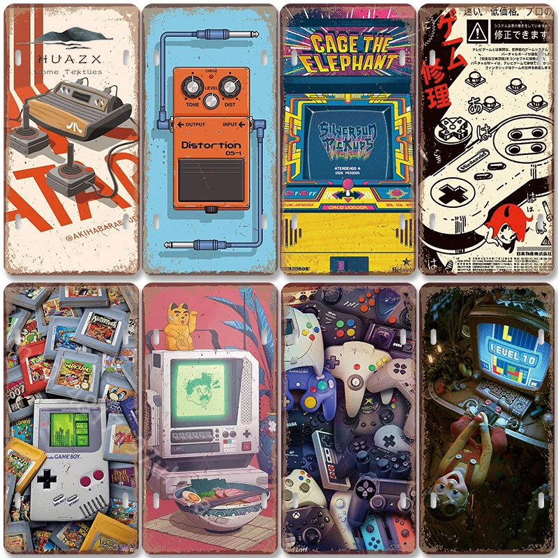 Retro Gaming Tv - Vintage Gaming Metal Sign Retro Game