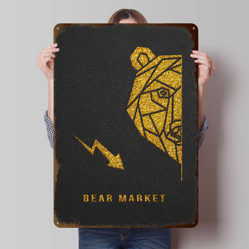 Gold Bear Market Metal Poster  - Retro Gaming Market ulasan dan harga