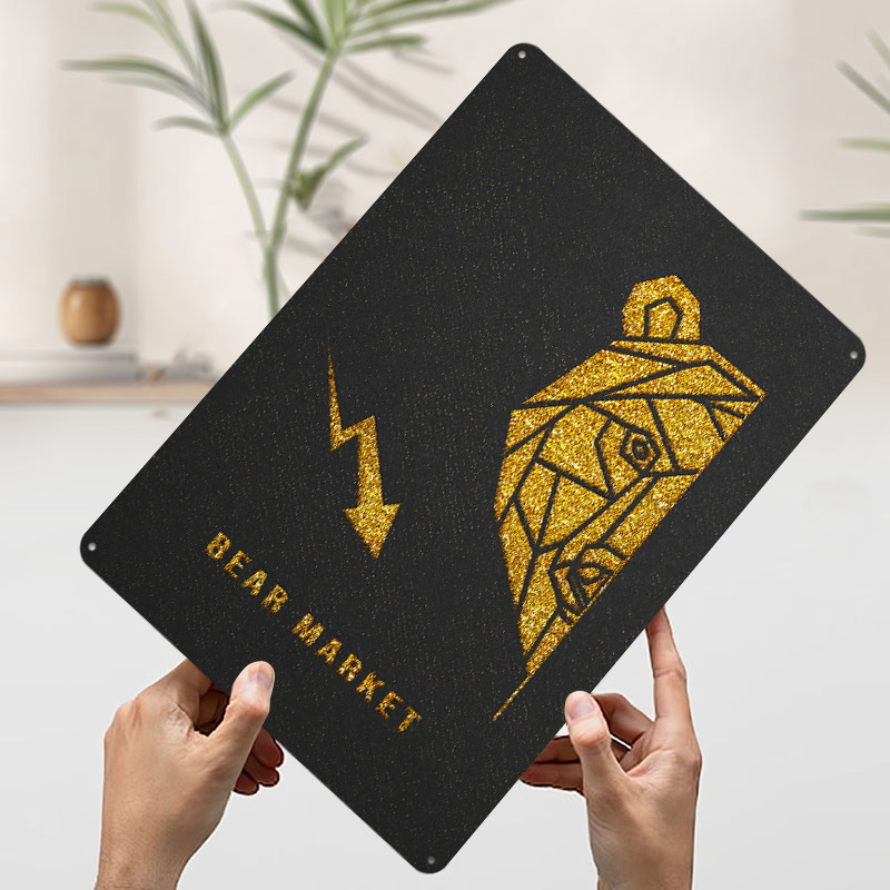 Gold Bear Market Metal Poster  - Retro Gaming Market ulasan dan harga