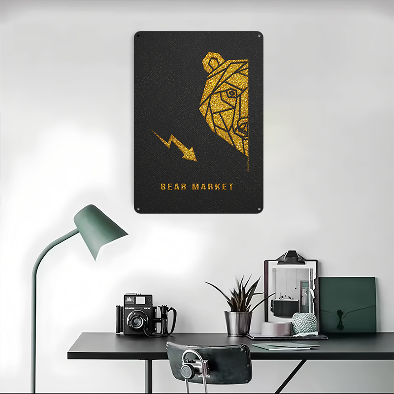 Gold Bear Market Metal Poster  - Retro Gaming Market ulasan dan harga